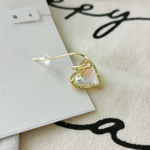 Kendra Scott Drop Earrings - Ari Heart Dichroic Glass Gold - Picture 2 of 3